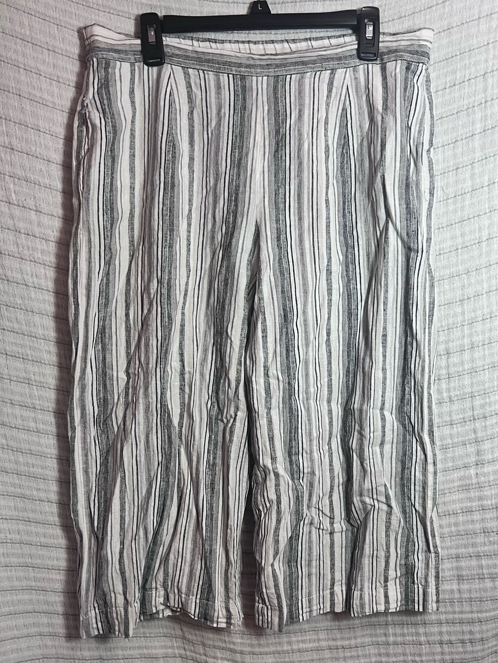 beachlunchlounge Charcoal and White Striped Pull-On Pants